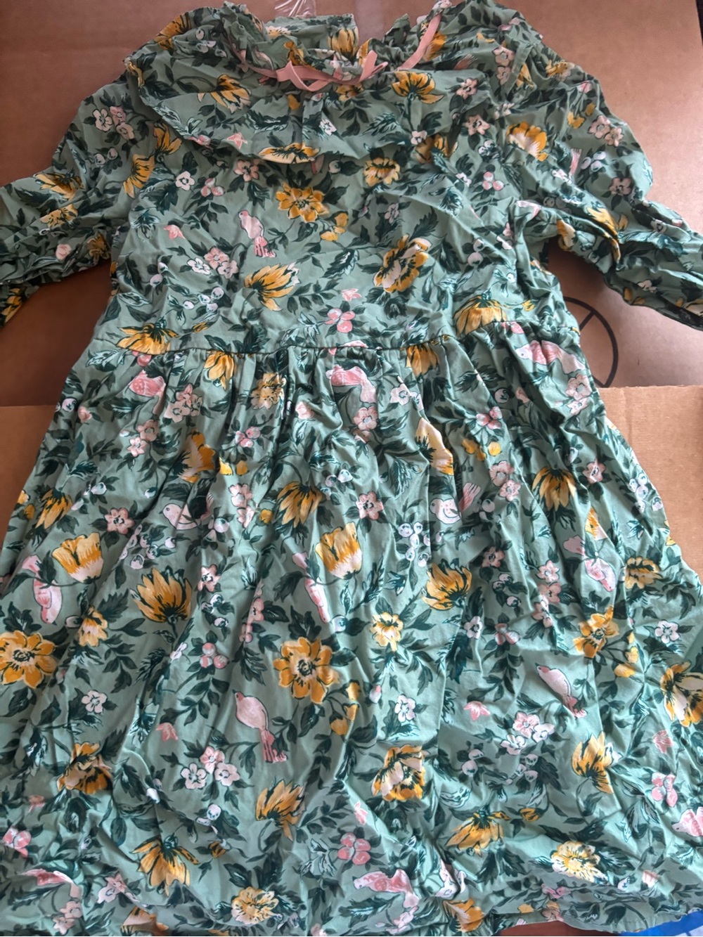 Janie and Jack Mint Green Floral Ruffle Dress